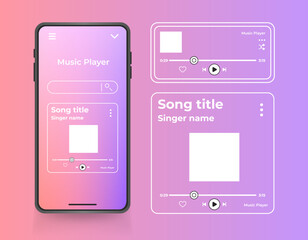 Music app template. Music Platform Sample. User interface user experience. Music player app with trendy color. Vector illustration