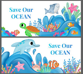 banner save ocean, save sea