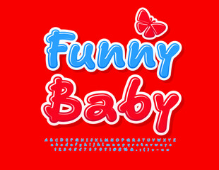 Vector colorful Sign Funny Baby. Funny Bright Font. Creative Alphabet Letters, Numbers and Symbols.