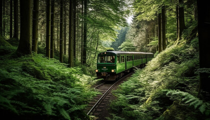 Fototapeta premium Vanishing point on old railroad track adventure generated by AI