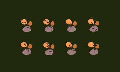 Set of leaf elements illustration. Leaves elements illustration. Collections of leaf element isolated on green background.