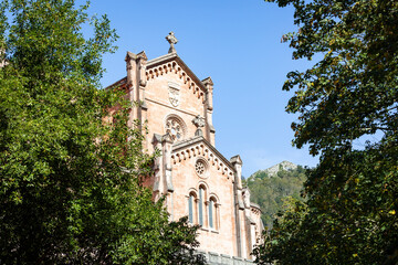 Fototapeta na wymiar Basilica of Santa Maria la Real - Covadonga, Cangas de Onís, Picos de Europa, Asturias, Spain