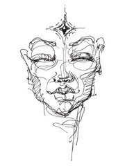 Female portrait. Face of a woman. Line drawing of a human head
