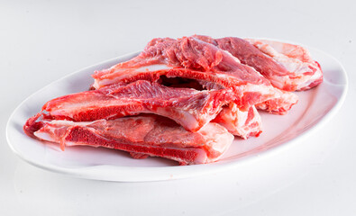 Fresh pork on a white table