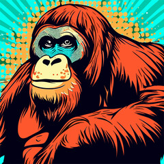 Vector graphic  wall art,  with orangutan
