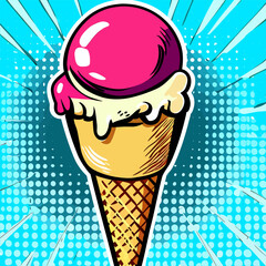 Vector graphic pop art style wall art,  with ice cream