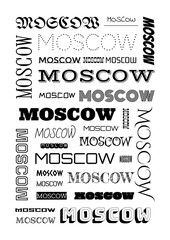 Moscow words cloud poster. Various fonts
