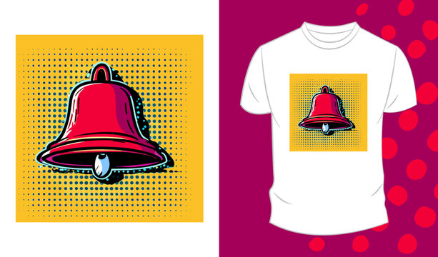 Vector graphic pop art style t-shirt design,  with bell