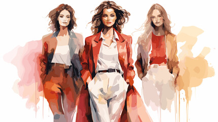 Fashion models watercolor white vector illustration © LofiAnimations