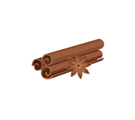 Vector illustration of Cinnamon Sticks species isolated on white background