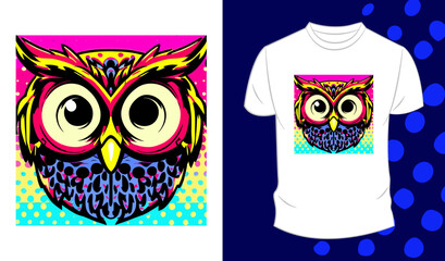 Vector graphic pop art style t-shirt design,  with owl