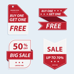 Sale tags collection, big sale, buy one get one free, Vector isolated set