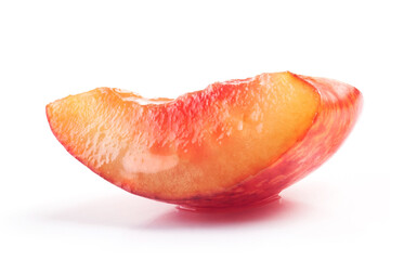 Slice of sweet cherry fruit isolated on white background