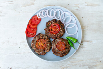 chapli kabab dish isolated on background top view pakistani food
