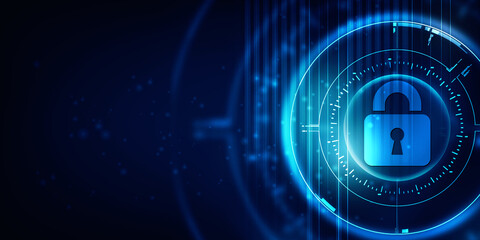2d illustration Safety concept: Closed Padlock on digital background
