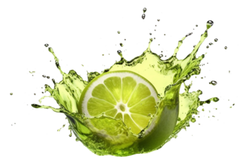  Harmonious Splash of Avocado with Green Water Liquid on Isolated Transparent Background