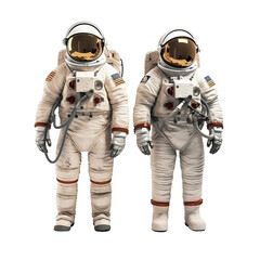 Astronaut wearing full space suit isolated on transparent or white background. Generative AI