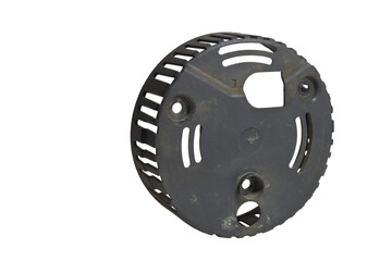 car alternators rear plastic back end cover. isolated on white background, with clipping path