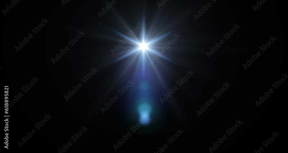 Wall mural Star of Jesus with rays of light. Christmas star of the Nativity of Bethlehem, Nativity of Jesus Christ. Background dark