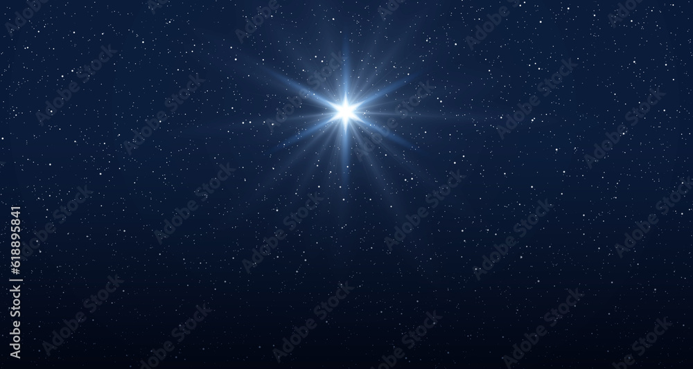Wall mural star of jesus with rays of light. christmas star of the nativity of bethlehem, nativity of jesus chr