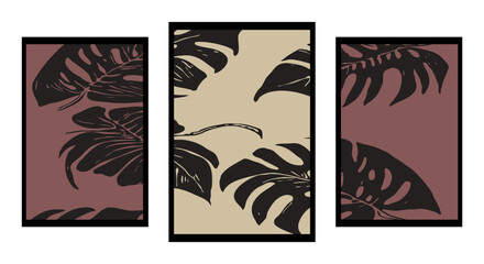 Fototapeta na wymiar Set of 3 botanical printable illustrations.