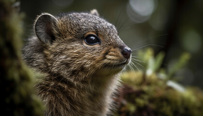 Naklejka premium Fluffy ground squirrel eating grass in winter generated by AI