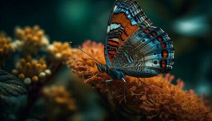 Fototapeta na wymiar Vibrant butterfly wings showcase natural beauty outdoors generated by AI
