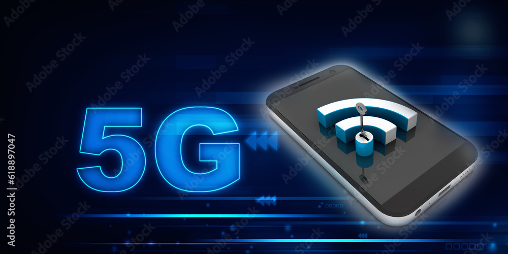 Poster 3d rendering transmitter mobile wifi