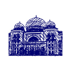 sketch of a mosque image with a transparent background