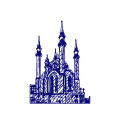 sketch of a mosque image with a transparent background