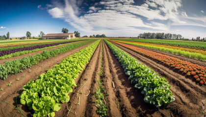 Fototapeta na wymiar Fresh organic vegetables grown on rural farm generated by AI