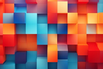 Vibrant flat geometry with abstract colors and shapes, Generative AI