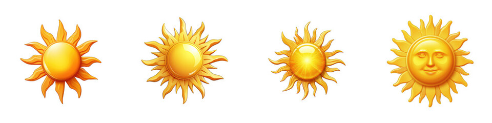 Sun clipart collection, vector, icons isolated on transparent background
