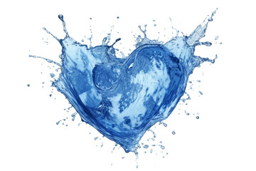 Fototapeta na wymiar Dynamic Water Splash Liquid with love shape on Isolated Transparent Background