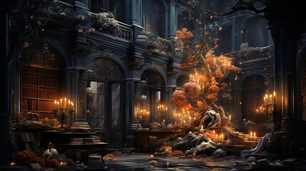 Obraz premium Ancient castle interiors Generative AI
