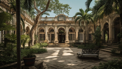 Obraz premium Luxury and spirituality meet in ancient courtyard generated by AI