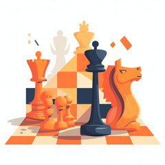 A Captivating Vector Illustration Depicting a Masterful Assembly of Chess Pieces, forming a tapestry of tension and strategy Generative AI.