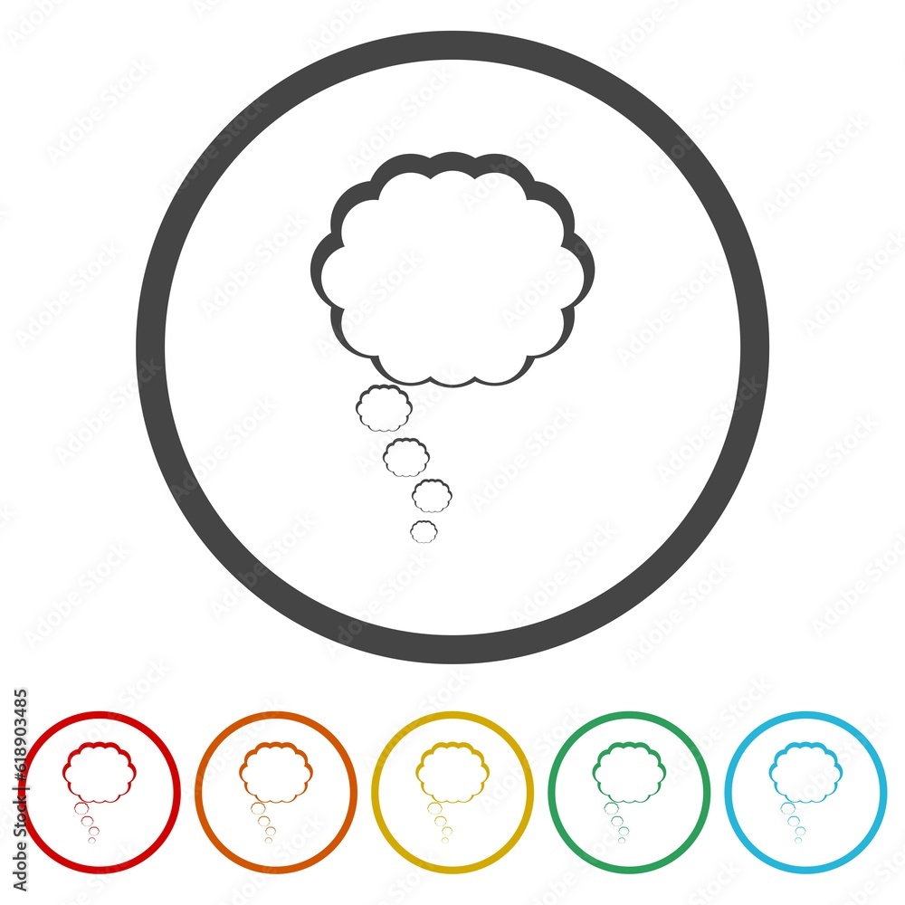 Poster thought cloud icon. set icons in color circle buttons