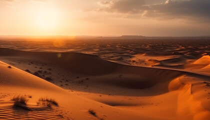 Fototapeta na wymiar Rippled sand dunes showcase Africa beauty generated by AI