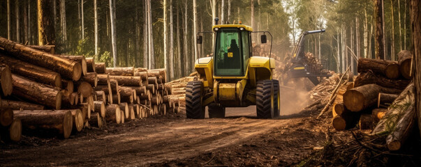 Fototapeta na wymiar Beech wood logging timber wood industry. generative ai
