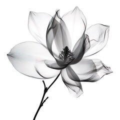 Obraz premium abstract magnolia petals, black and white illustration. Generative AI