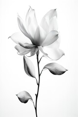 abstract magnolia petals, black and white illustration. Generative AI