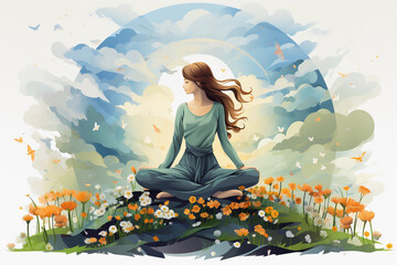 World yoga day healthy people. Generative AI