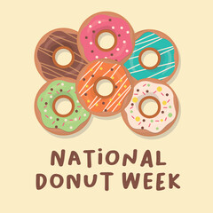 national donut day design template for celebration. donut vector design. donut illustration. flat donut illustration.