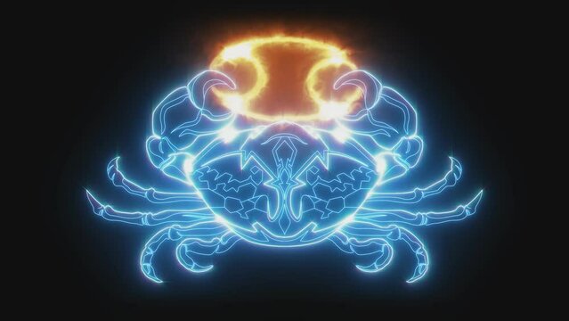 2d animated glowing zodiac sign of Cancer