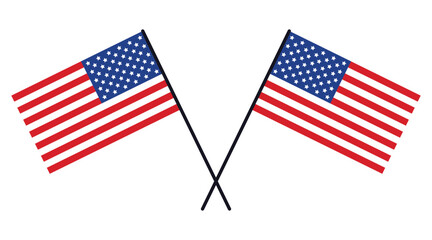 American crossed flags, symbol of liberty and freedom. 4th July, Independence day USA. Traditional colors and proportion. Vector illustration isolated on transparent background