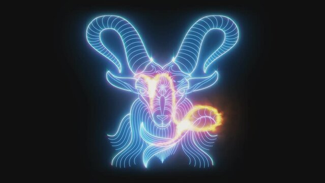 2d animated glowing zodiac sign of Capricorn