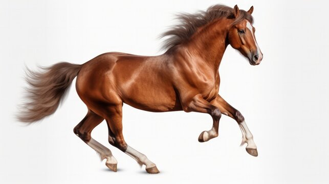 Brown horse isolated. Illustration AI Generative