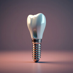 Dental implantation, teeth with implant screw, 3d illustration. 2