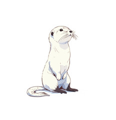 Cartoon otter isolated on white background. Vector illustration